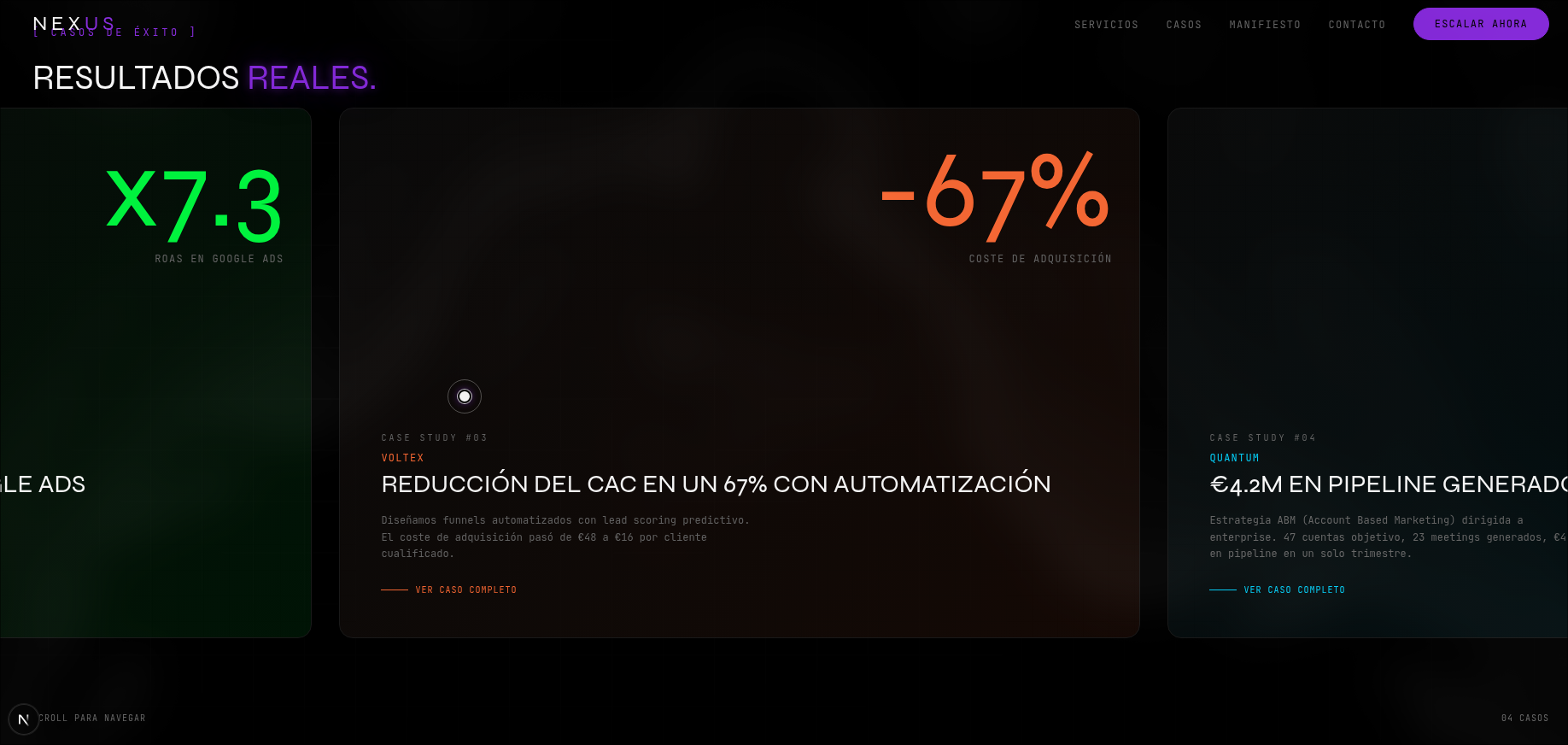 Web para agencia de marketing que convierte: SEO + performance + casos reales (NEXUS) screenshot 3