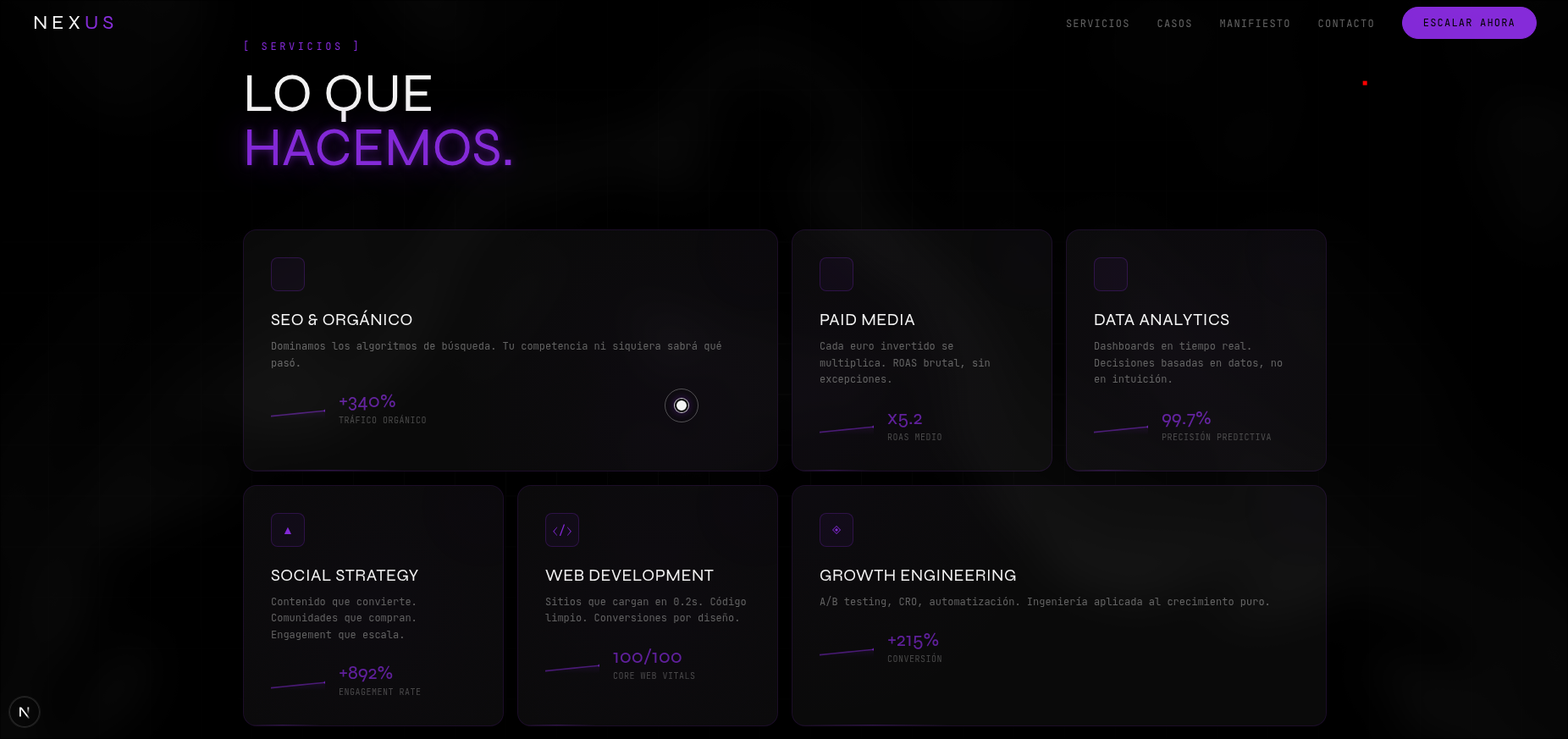 Web para agencia de marketing que convierte: SEO + performance + casos reales (NEXUS) screenshot 5